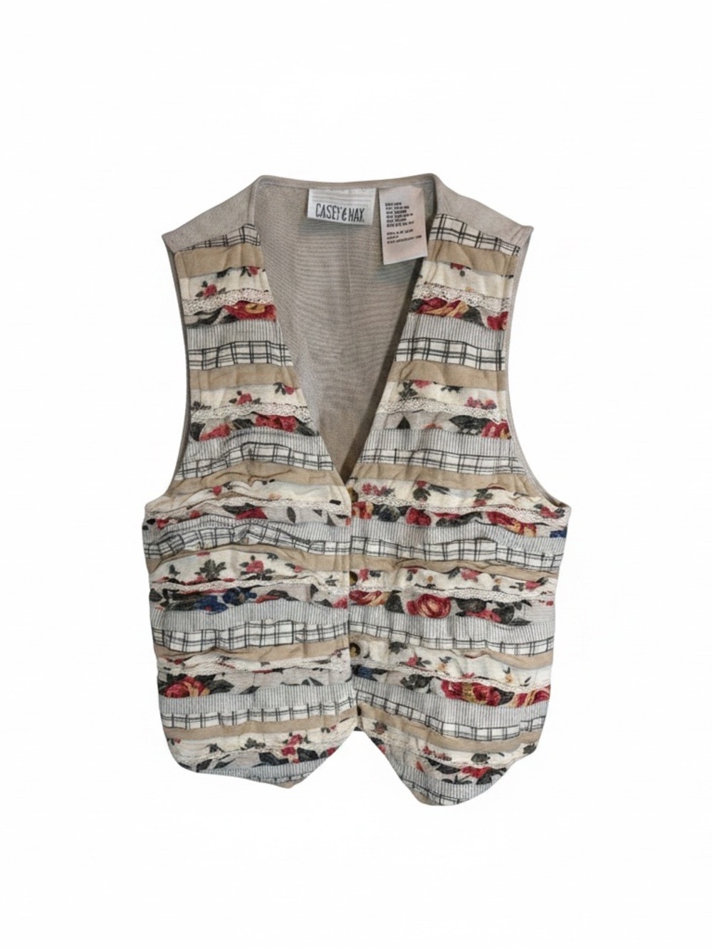 Casey & Max Cream Floral Striped Vest